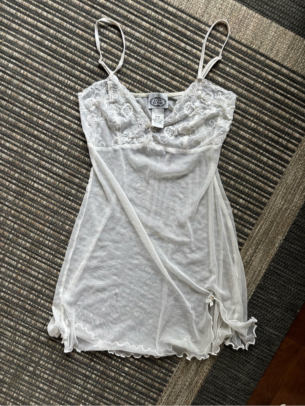 Vintage La vie en rose White Lace Slip Dress